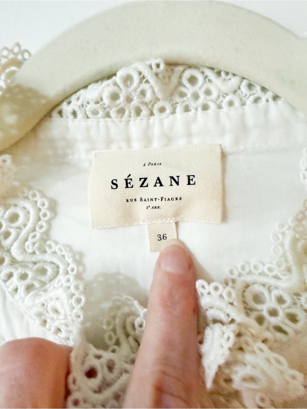Sezane Rym Shirt Blouse Ecru White Embroidered Size 36 US 4 - Picture 5 of 11